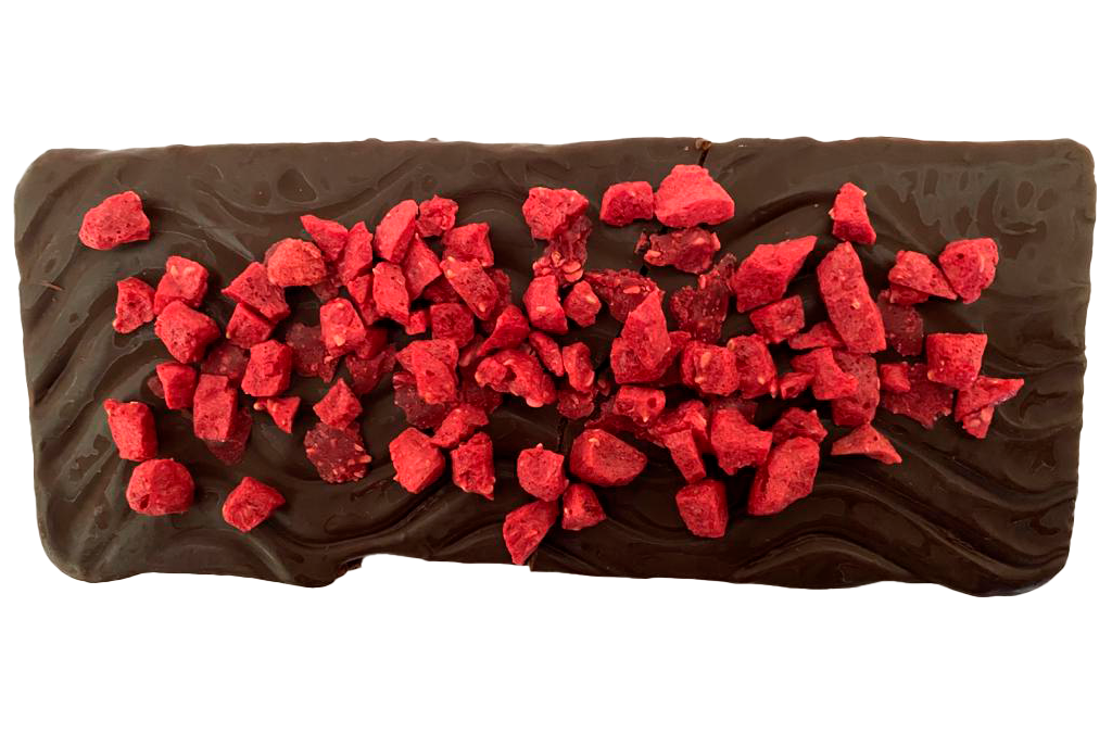 Turrón trufado con frambuesas