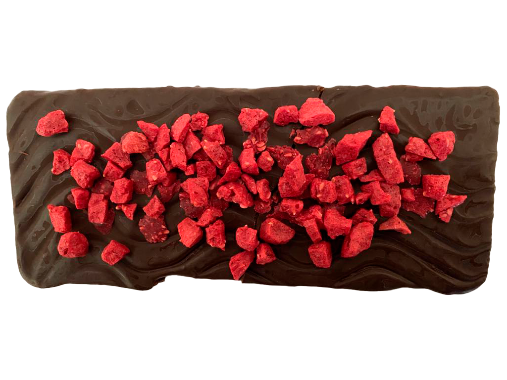 Turrón trufado con frambuesas